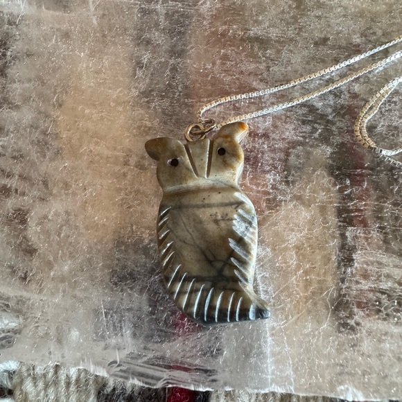 Hand Carved Owl Pendant By DWAYNE TURPIN 16” SS Chain Native American USA - Picture 4 of 4